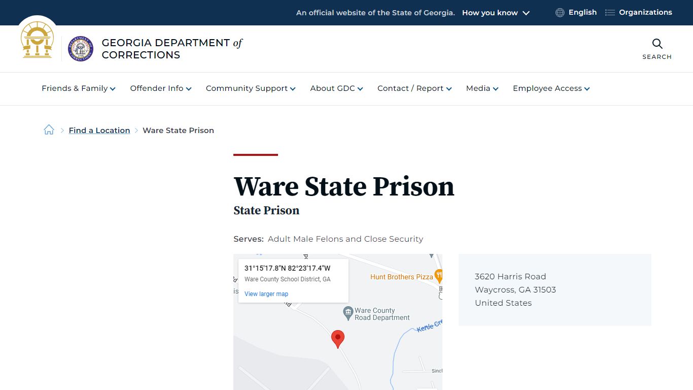 Ware State Prison | Georgia Department of Corrections
